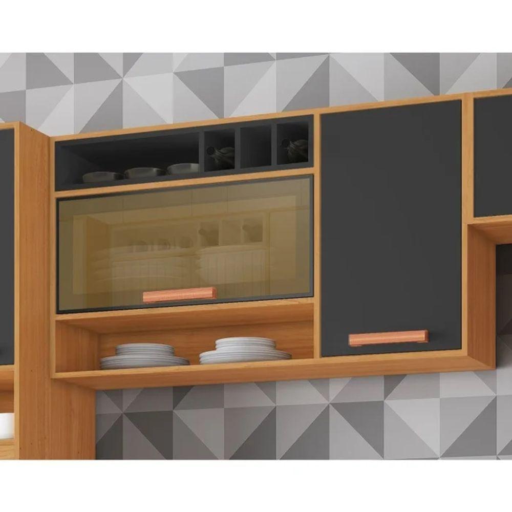 Armário Aéreo 2 Portas 120cm Vidro Reflecta Nicho Adega Nápoles - Itatiaia Cinamomo-grafite - 4