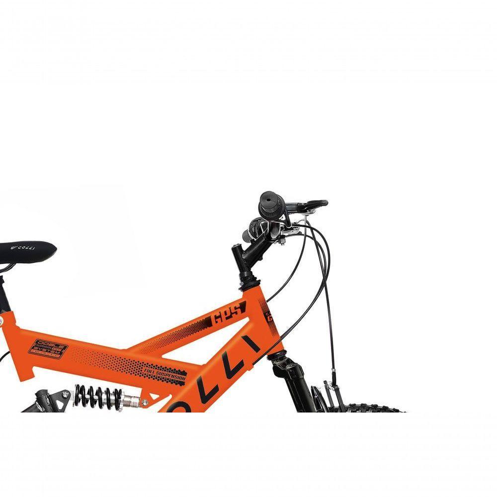Bicicleta Gps Aro 20 Dupla Suspensão 21 Marchas Colli Laranja Neon - 2