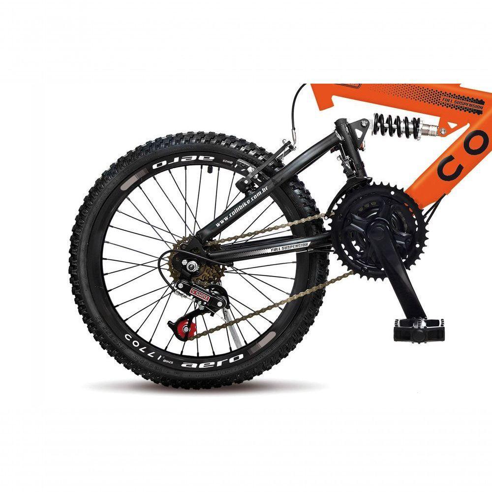 Bicicleta Gps Aro 20 Dupla Suspensão 21 Marchas Colli Laranja Neon - 3