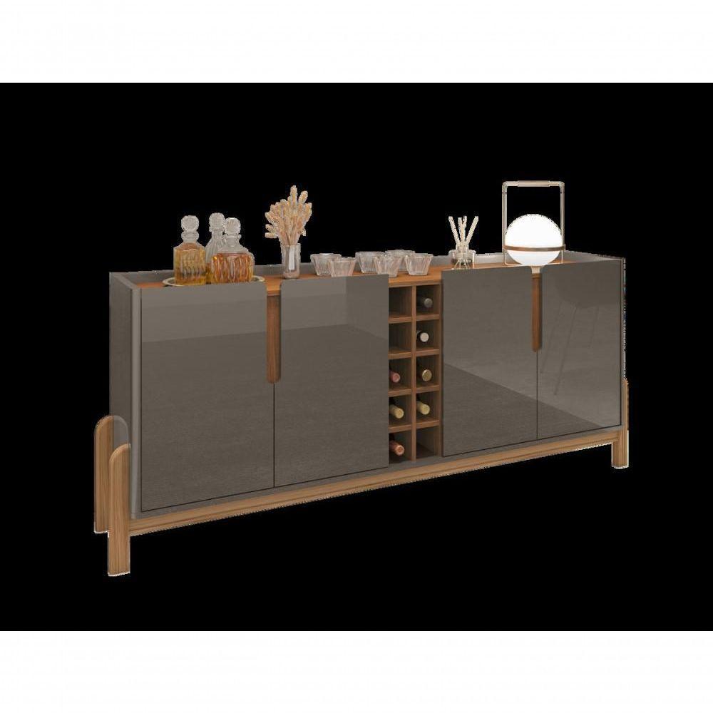 Buffet 4 Portas C/ Prateleiras Luna 1,90 Cinza Perola/cedro - 2