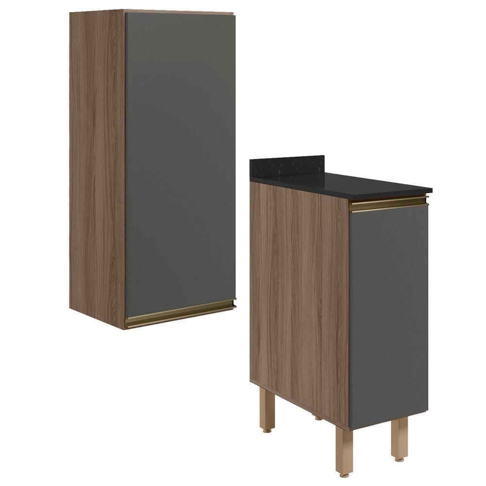 Armario Aereo Balcao 1 Porta 30cm Mdf Kali Nicioli Carvalho Toq Chumbo - 1