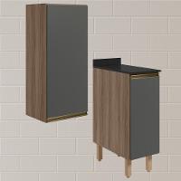 Armario Aereo Balcao 1 Porta 30cm Mdf Kali Nicioli Carvalho Toq Chumbo - 2
