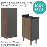 Armario Aereo Balcao 1 Porta 30cm Mdf Kali Nicioli Carvalho Toq Chumbo