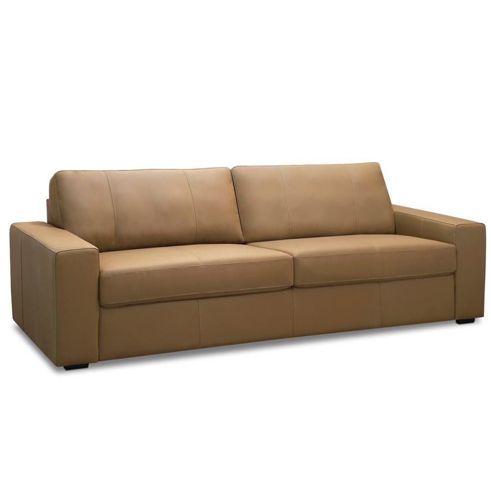 Sofá 3 Lugares Para Sala De Estar Living 235cm Aurora L06 Couro Marrom Claro - Lyam Decor - 1