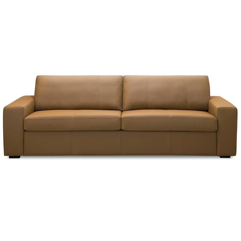 Sofá 3 Lugares Para Sala De Estar Living 235cm Aurora L06 Couro Marrom Claro - Lyam Decor - 2