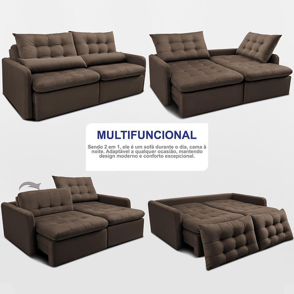 Sofá Sem Caixa Retrátil 1,60m Softgel Celeste Velusoft Café Cama Inbox - 5