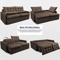 Sofá Sem Caixa Retrátil 1,60m Softgel Celeste Velusoft Café Cama Inbox - 5