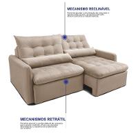 Sofá Sem Caixa Retrátil 1,60m Softgel Celeste Velusoft Bege Cama Inbox - 6