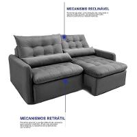 Sofá Sem Caixa Retrátil 1,80m Softgel Celeste Velusoft Cinza Cama Inbox - 8