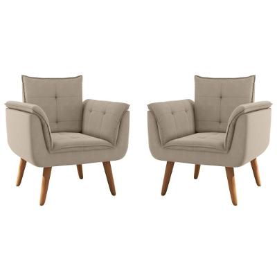 Conjunto Poltrona Maya Para Sala De Estar Cor Cinza Casa H