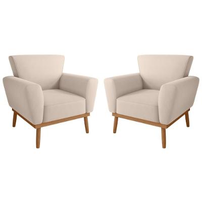 Conjunto Poltrona Para Sala De Recepção Viana Inca Areia Bege Casa H