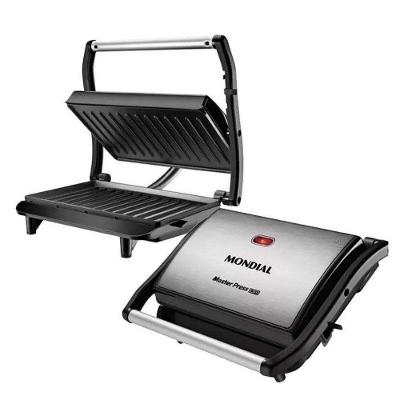 Grill Elétrico Mondial Master Press PG-01 Chapas Antiaderentes 850W Preto Inox 220V