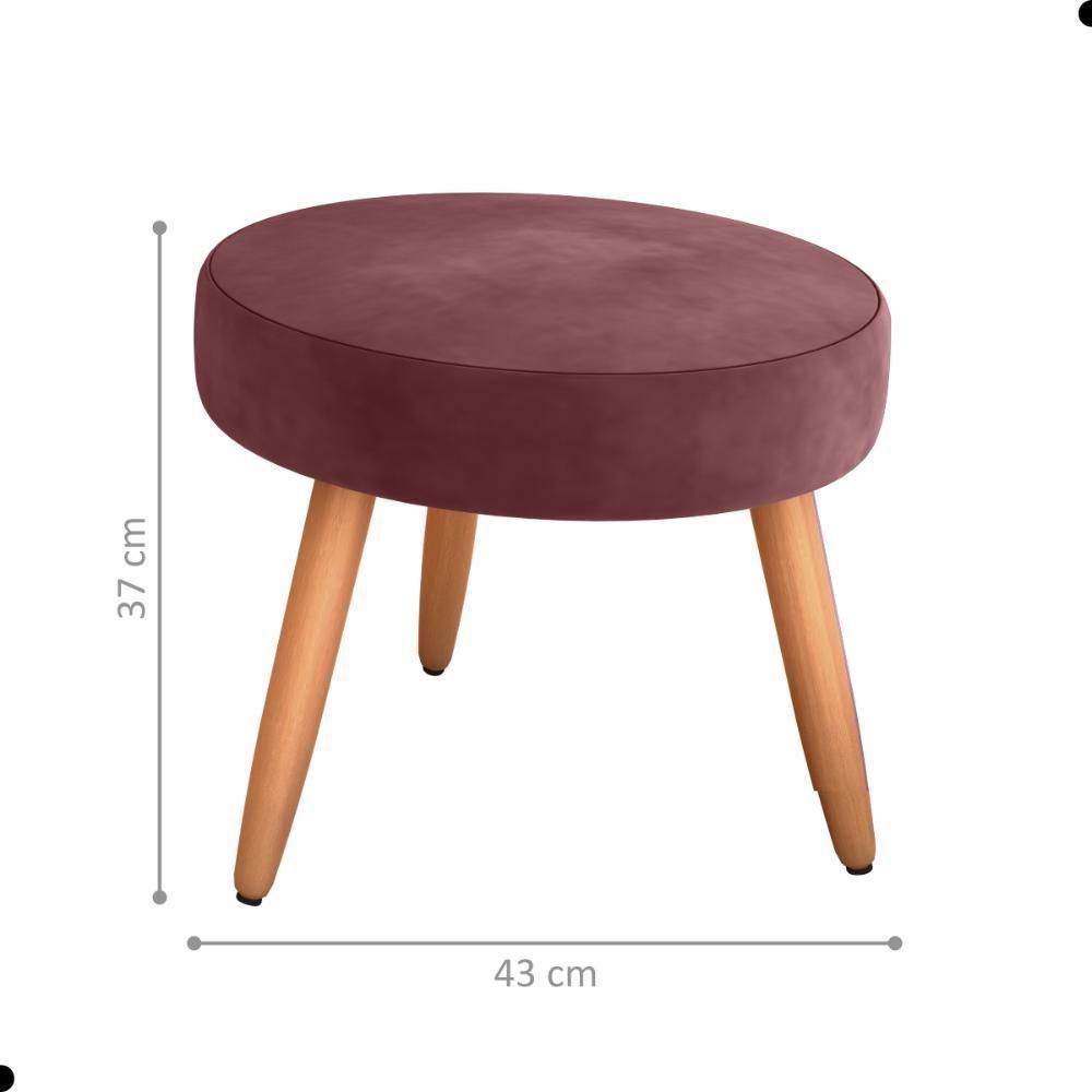 Conjunto Poltronas E Puff Anari Veludo Vinho - 3