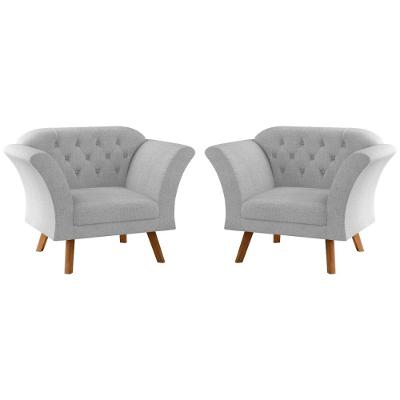 Conjunto Poltrona Decorativa Roseira Linha Cinza