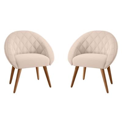 Conjunto Poltrona Decorativa Maricá Alice Sala de Estar Linho Bege Casa H