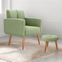 Jogo Poltrona E Puff Para Sala Hazen Boucle Oliva - 1