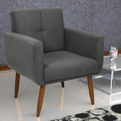 Poltrona Decorativa Itaqui Suede Cinza Casa H