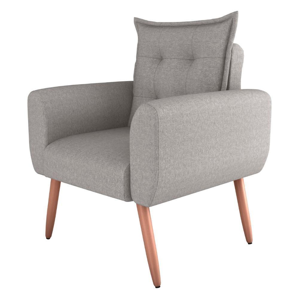 Poltrona Decorativa Para Sala Ravi Linho Chumbo - 5