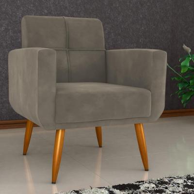 Poltrona Decorativa Juan Veludo Cappuccino Marrom Casa H