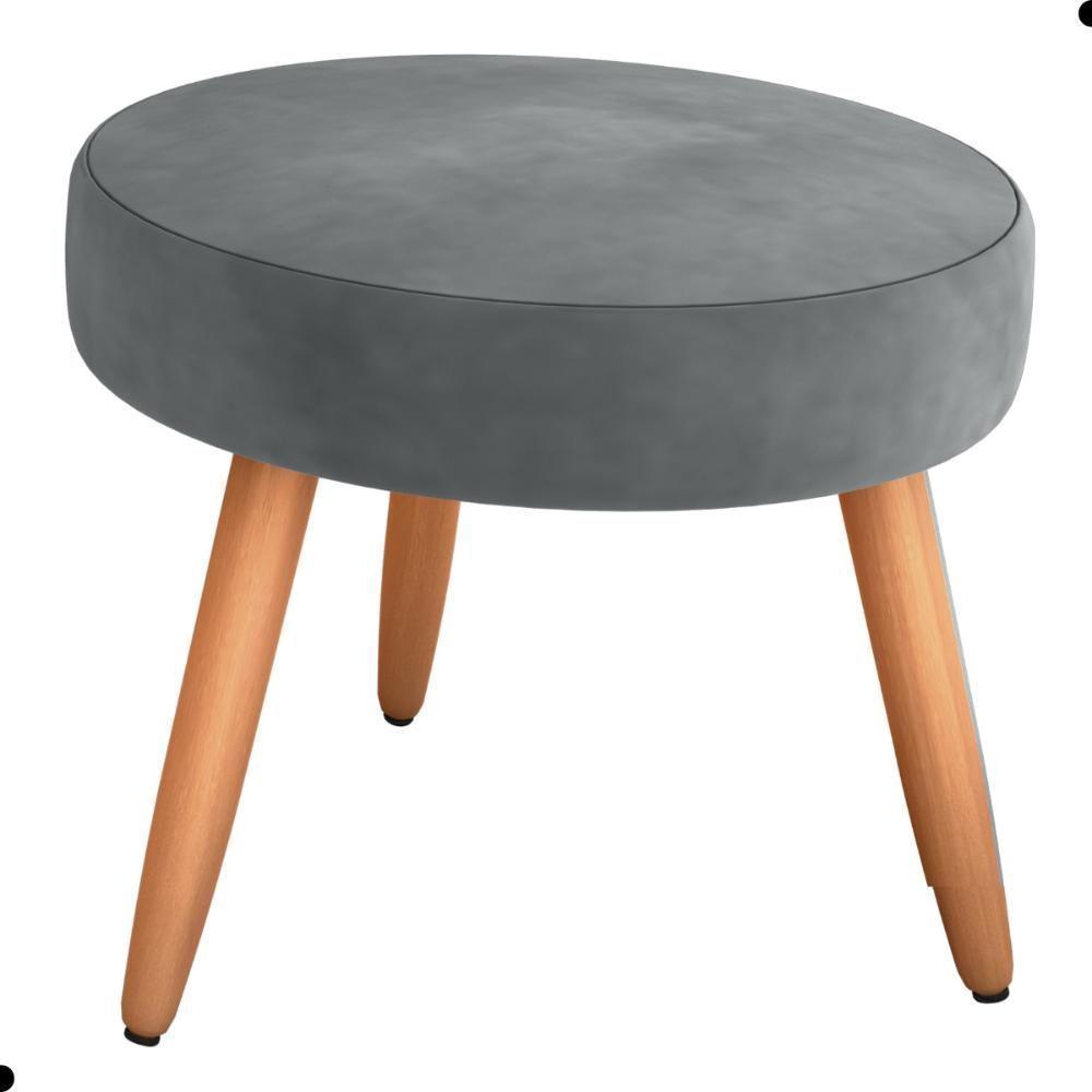 Conjunto Poltronas E Puff Anari Veludo Cinza - 5