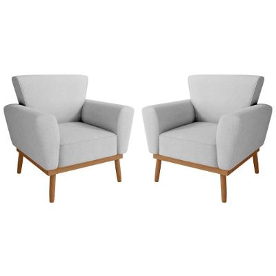Conjunto Poltrona Para Sala Viana Linha Tecido Linha Cinza Casa H