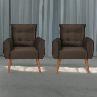 Jogo De Poltronas Decorativas Emma Veludo Marrom