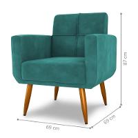 Jogo Poltrona E Puff Para Sala Hazen Veludo Verde Menta - 2