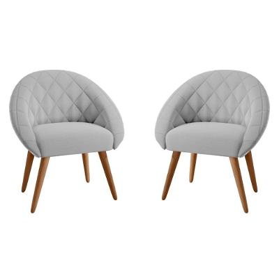 Conjunto Poltrona Decorativa Maricá Linha Cinza Tecido Linha Cinza Casa H
