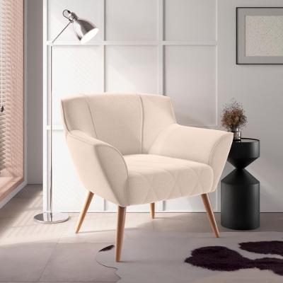 Poltrona Decorativa Mendes Linha Bege Linho Cor Bege Casa H