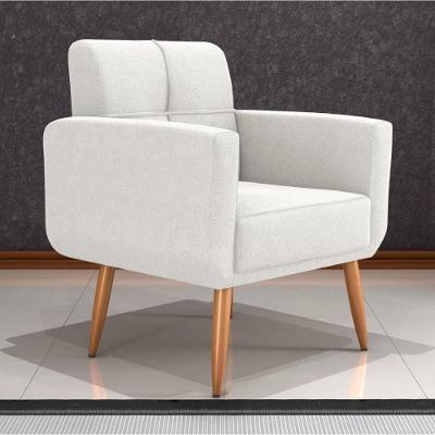 Poltrona Decorativa Itaqui Boucle Natural Sala de Estar Tecido Boucle Bege Casa H