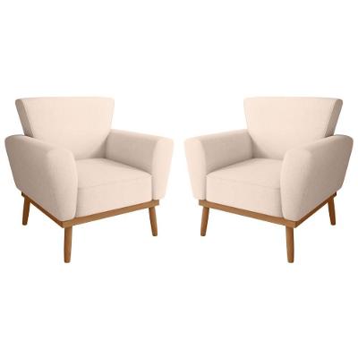 Conjunto Poltrona Para Sala De Recepção Viana Linha Bege Casa H