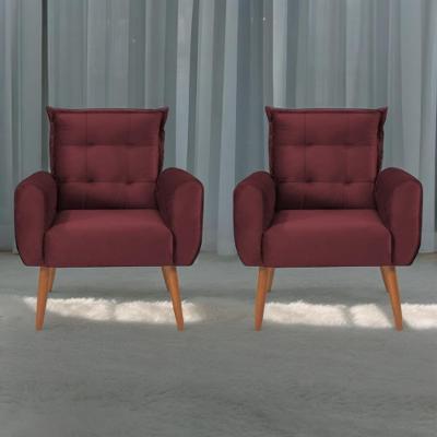 Jogo De Poltronas Decorativas Emma Veludo Vinho