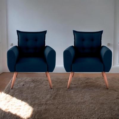 Jogo De Poltronas Decorativas Park Suede Azul