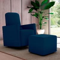 Poltrona Para Amamentação Com Puff León Suede Azul - 1