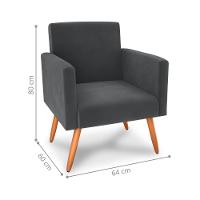 Poltrona Para Decoração Belém Veludo Cinza - 2