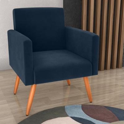 Poltrona Para Decoração Belém Veludo Azul
