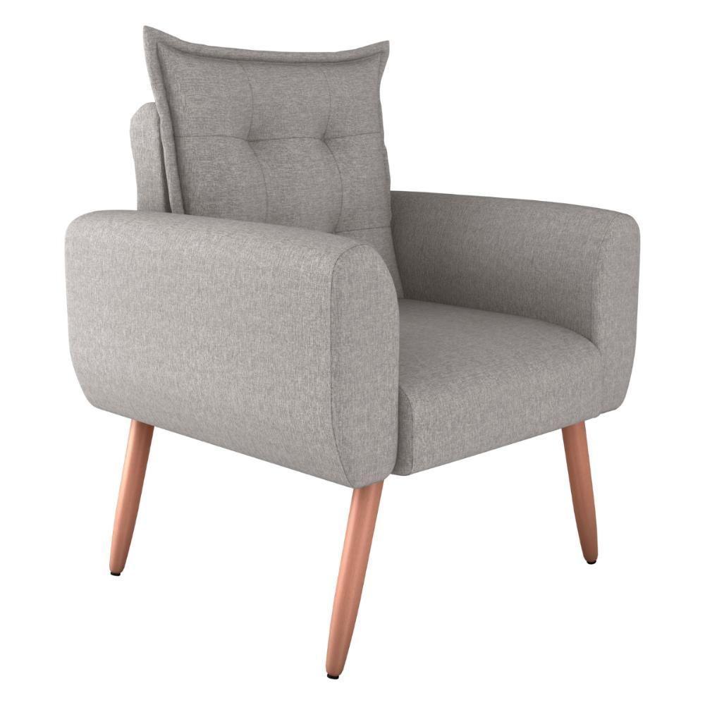 Poltrona Decorativa Para Sala Arcos Linho Chumbo - 5