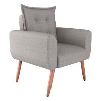 Poltrona Decorativa Para Sala Arcos Linho Chumbo - 5