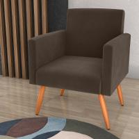 Poltrona Para Decoração Sara Veludo Marrom - 1