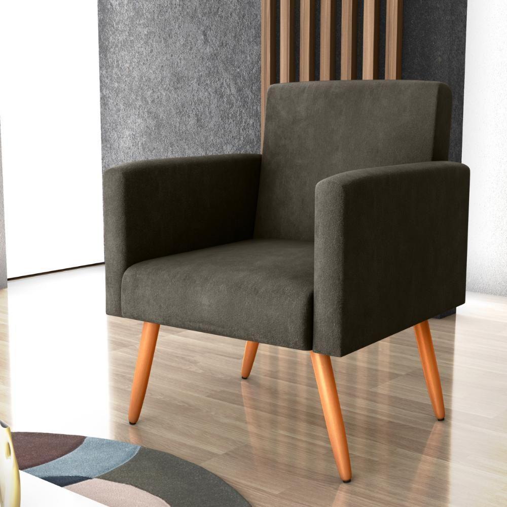 Poltrona Para Decoração Sara Veludo Turkey Marrom - 1