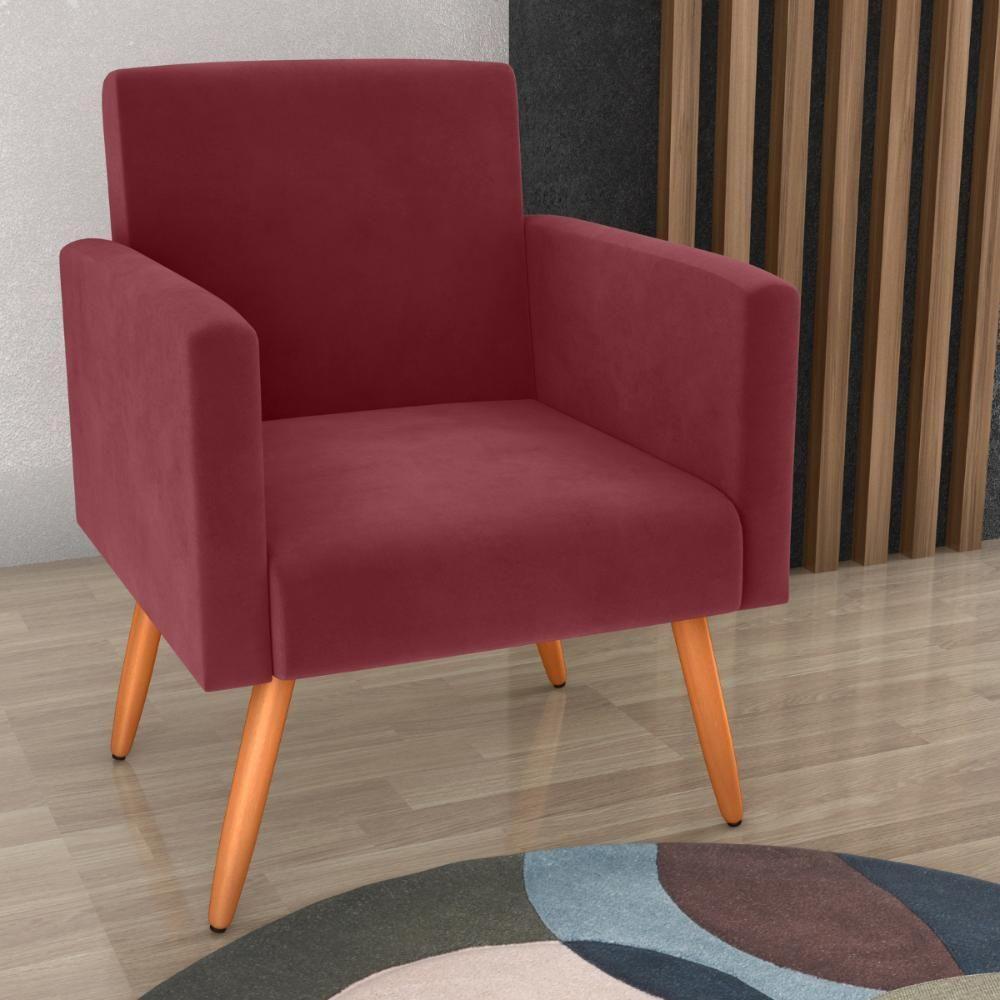 Poltrona Para Decoração Belém Veludo Vinho - 1