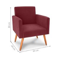 Poltrona Para Decoração Belém Veludo Vinho - 2