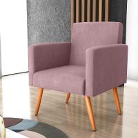 Poltrona Para Decoração Sara Veludo Turkey Rosa - 1