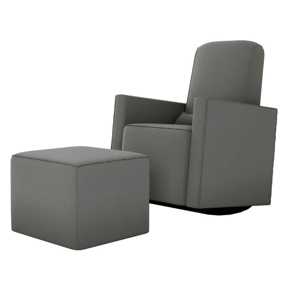 Poltrona Para Amamentação Com Puff Ana Suede Cinza - 3