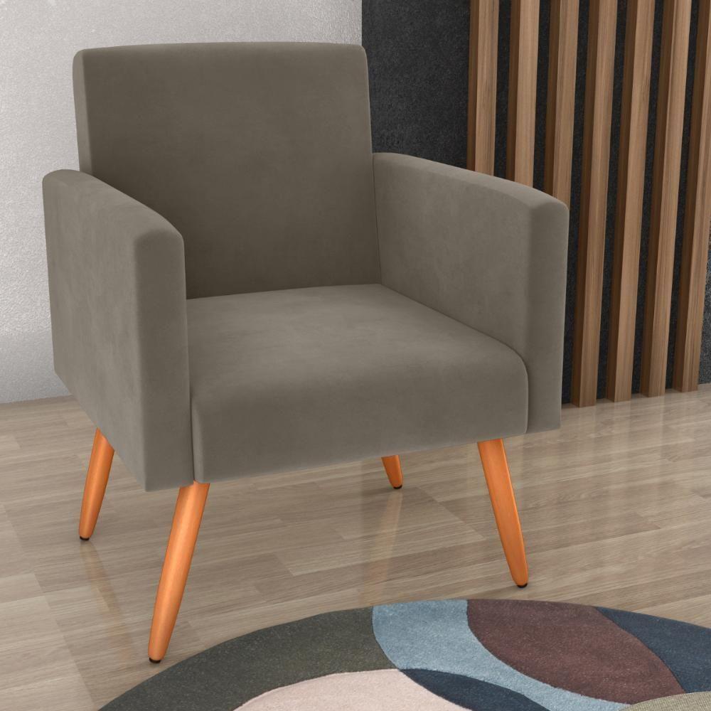 Poltrona Para Decoração Belém Veludo Cappuccino - 1