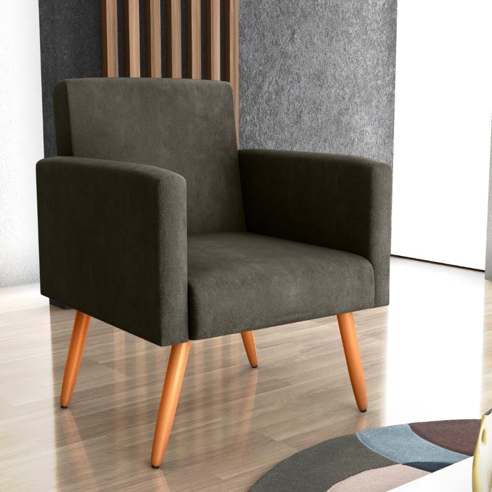 Poltrona Para Decoração Belém Veludo Turkey Marrom - 1