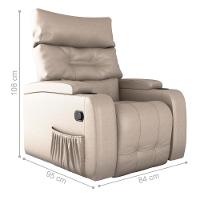 Poltrona Giratória Reclinável Urbino Corino Bege - 2