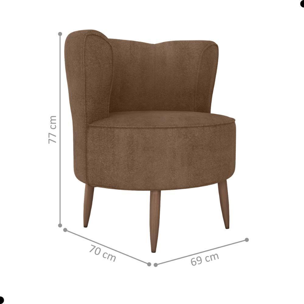 Poltrona Decorativa Para Sala Ariel Boucle Marrom - 2