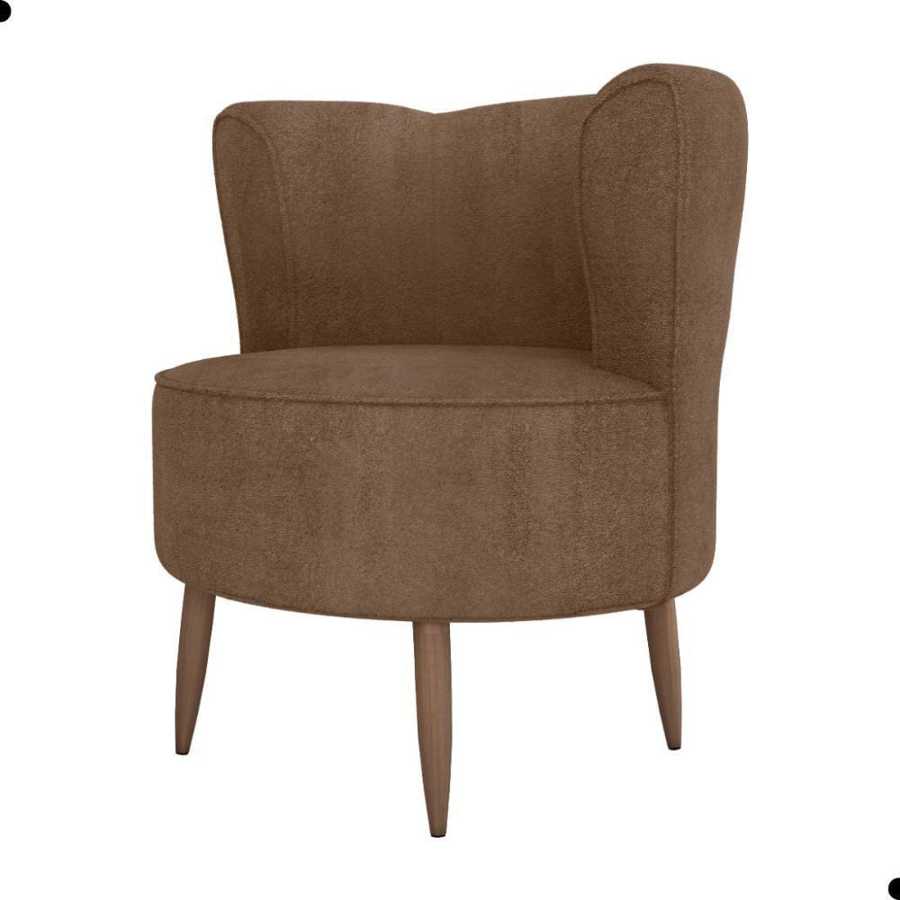 Poltrona Decorativa Para Sala Ariel Boucle Marrom - 3