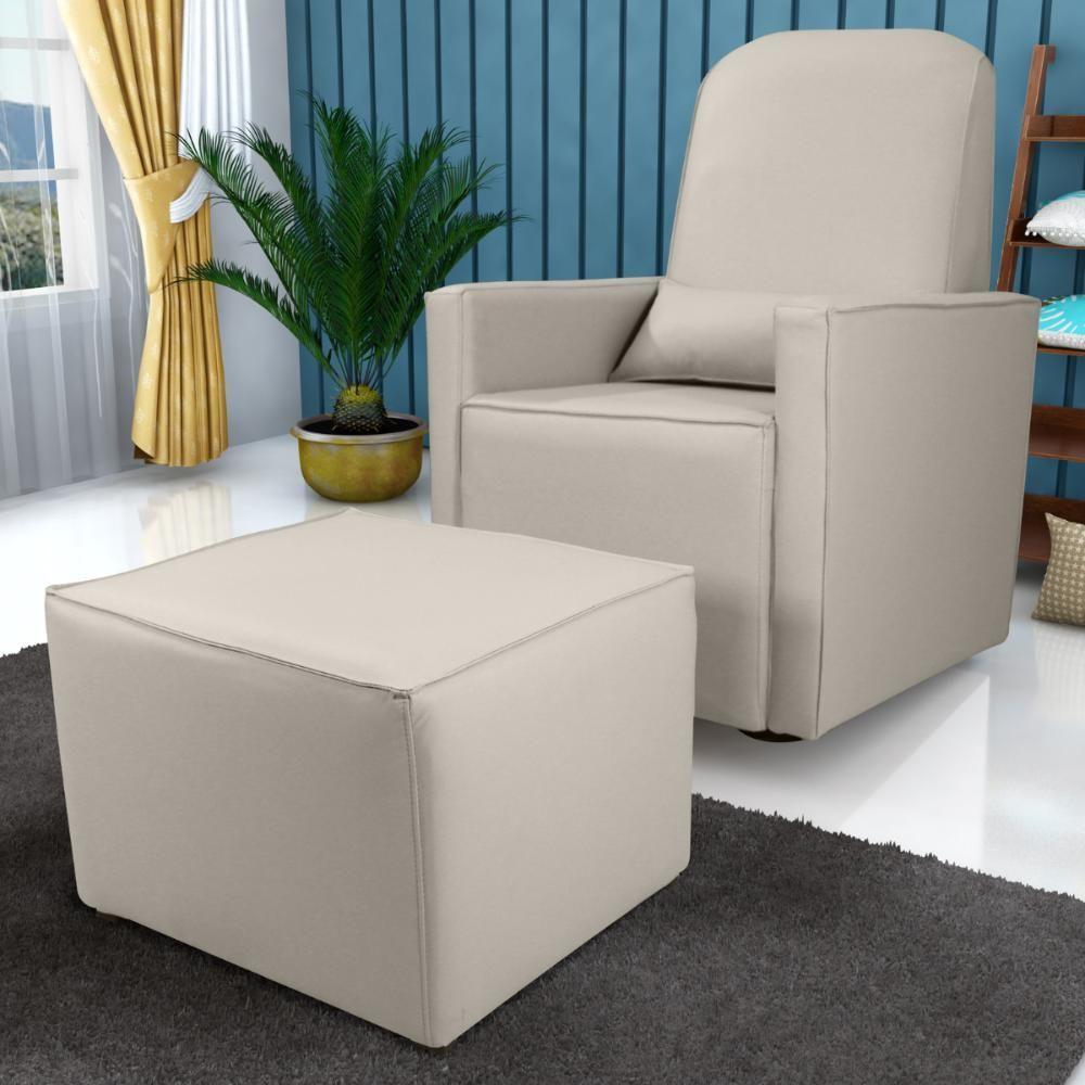 Poltrona Para Amamentação Com Puff Ana Corino Bege - 1